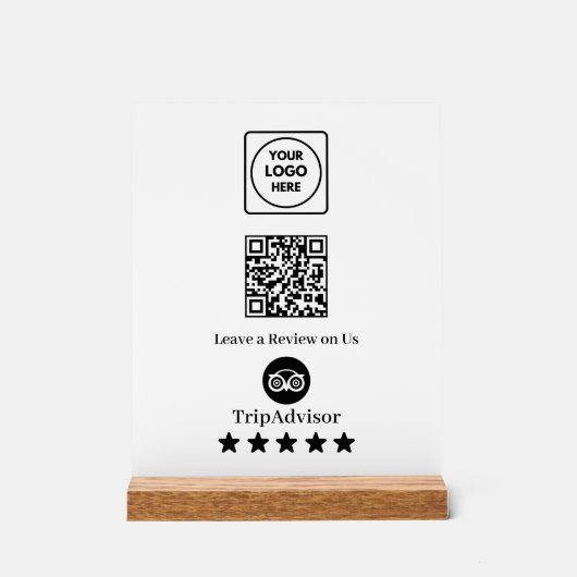 Tripadvisor QR Code | Business Review Link Display アクリルサイン (正面)