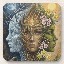 Triple Goddess Winter to Spring Imbolc Fantasy Art コースター