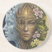Triple Goddess Winter to Spring Imbolc Fantasy Art コースター (正面)