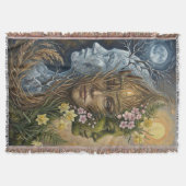 Triple Goddess Winter to Spring Imbolc Fantasy Art スローブランケット (正面)