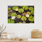 Triple Lotus & Lily Pad Pattern Poster ポスター (キッチン)
