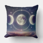 Triple Moon Phases  – Celestial Lunar Throw Pillow クッション (正面)