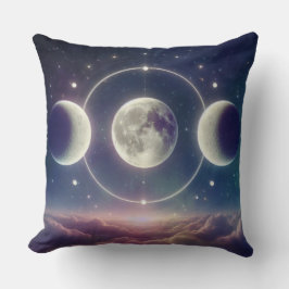 Triple Moon Phases  – Celestial Lunar Throw Pillow クッション