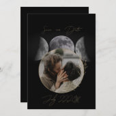 Triple Moon Photo Save The Date 招待状 (正面/裏面)