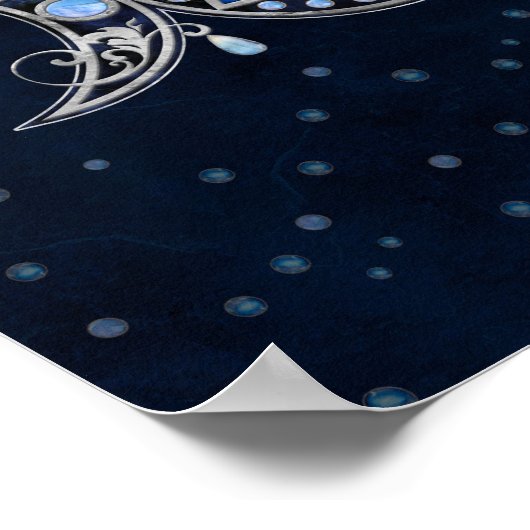 Triple Moon Triquetra Ornament with Moonstone ポスター (角)