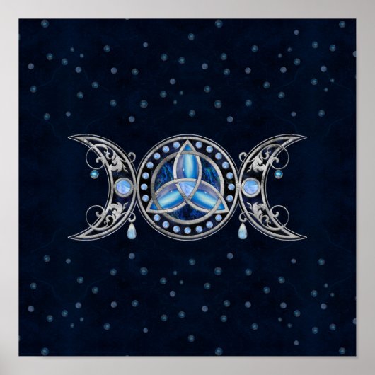 Triple Moon Triquetra Ornament with Moonstone ポスター (正面)
