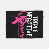 Triple Negative Warrior Pink Ribbon Breast Cancer  フリースブランケット (正面(横))