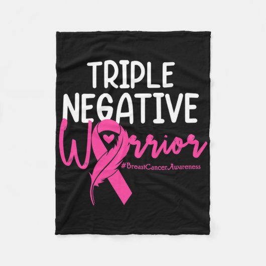 Triple Negative Warrior Pink Ribbon Breast Cancer  フリースブランケット (正面)