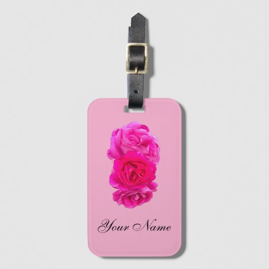Triple Pink Roses  ラゲッジタグ (正面縦)