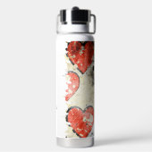 Triple Red Heart Grunge ウォーターボトル (背面)