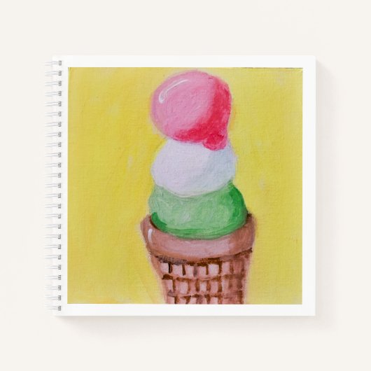 Triple Scoop Ice Cream Cone ノートブック (正面)