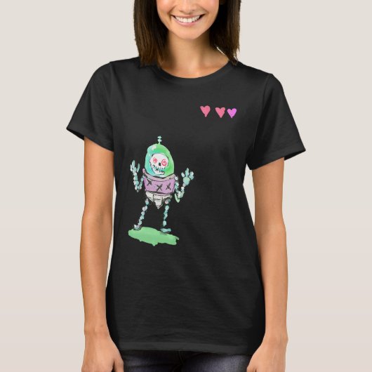 Triple X Skeleton Robot With Life Hearts Tシャツ (正面)