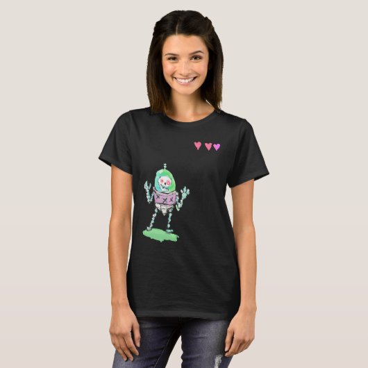 Triple X Skeleton Robot With Life Hearts Tシャツ (正面フル)