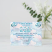 Triplet Baby Boys Blue Shower Invitation Postcard ポストカード (スタンド正面)