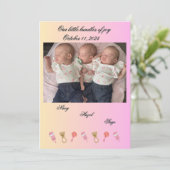 Triplet birth announcement 案内状 (スタンド正面)