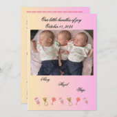 Triplet birth announcement 案内状 (正面/裏面)