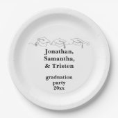Triplet Graduation Cap and Tassel Graduation ペーパープレート (正面)