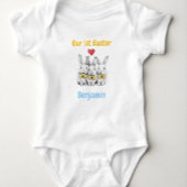 Triplets 1st Easter Outfit, Bunnies, Personalized  ベビーボディスーツ
