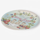 Triplets Berry First Birthday Party ペーパープレート (アングル)