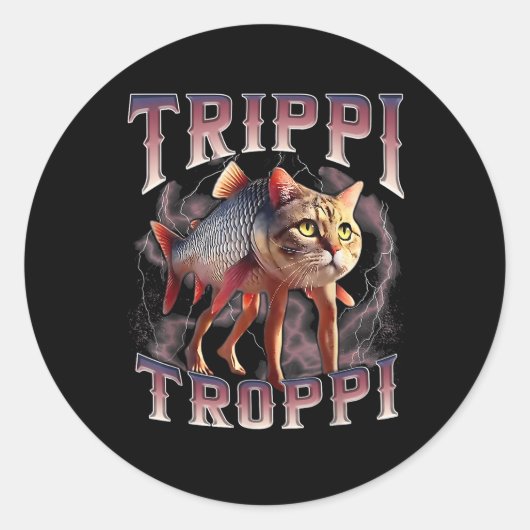 Trippiトロピイタリアンーミーム猫 ラウンドシール (正面)