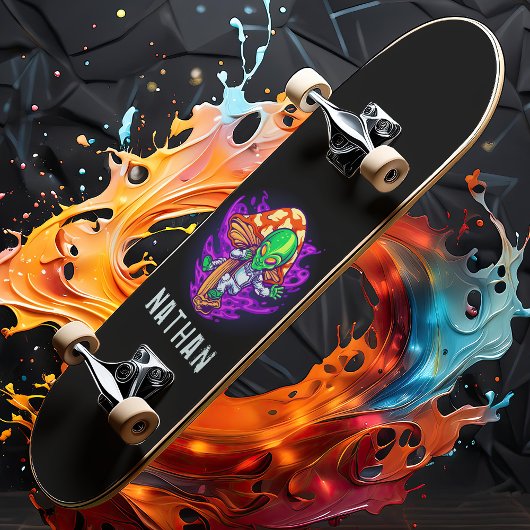 Trippy Alien Mushroom Personalized Name スケートボード