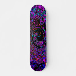 Trippy Black and Magenta Retro Liquid Swirl スケートボード