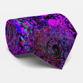 Trippy Black and Magenta Retro Liquid Swirl ネクタイ (ロール)