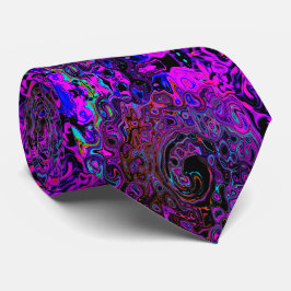 Trippy Black and Magenta Retro Liquid Swirl ネクタイ