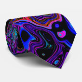 Trippy Black and Magenta Retro Liquid Swirl ネクタイ (ロール)