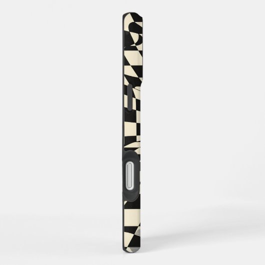 Trippy Checkered Electric Guitar Black and White iPhoneケース (右側面)