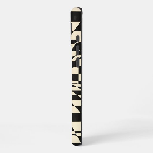 Trippy Checkered Electric Guitar Black and White iPhoneケース (左側面)