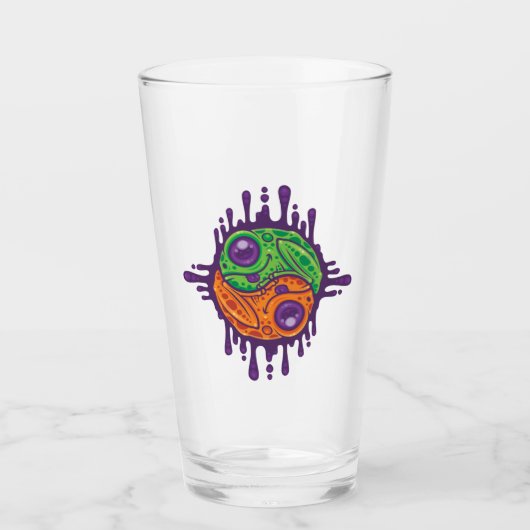 Trippy Drippy Frog Yin Yang タンブラーグラス (正面)