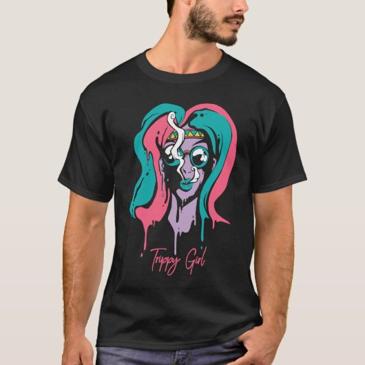 Trippy Girl Hippie Psychadelic Rave Tシャツ (正面)