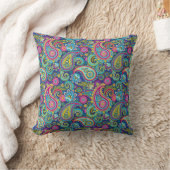 Trippy Hippy Paisley Throw Pillow クッション (ブランケット)