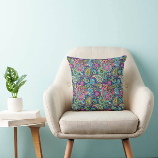 Trippy Hippy Paisley Throw Pillow クッション (椅子)