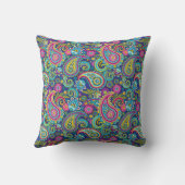 Trippy Hippy Paisley Throw Pillow クッション (裏面)