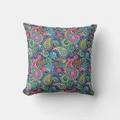 Trippy Hippy Paisley Throw Pillow クッション (正面)
