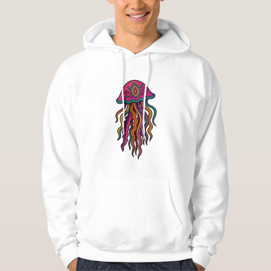 Trippy Jellyfish Neon Graphic Hoodie パーカ (正面)