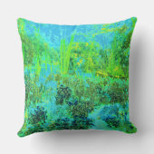 Trippy Lime Green and Blue Garden Landscape クッション (裏面)