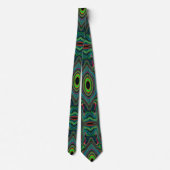 Trippy Retro Black and Lime Green Abstract Pattern ネクタイ (裏面)