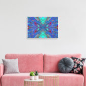 Trippy Retro Blue and Red Abstract Butterfly キャンバスプリント (インサイチュ (リビング))