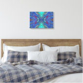 Trippy Retro Blue and Red Abstract Butterfly キャンバスプリント (インサイチュ (寝室))