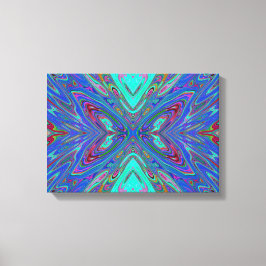 Trippy Retro Blue and Red Abstract Butterfly キャンバスプリント
