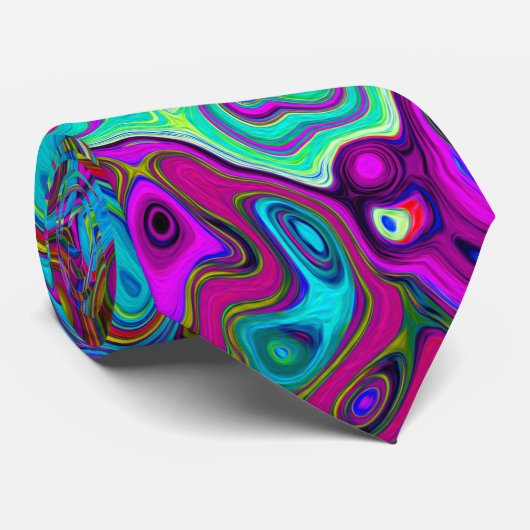 Trippy Sky Blue Abstract Retro Liquid Swirl ネクタイ (ロール)