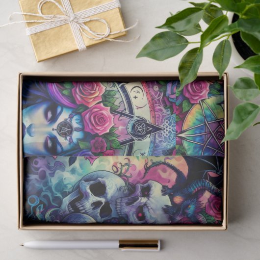 Trippy tie dye Halloween witch goddess gift wrap 薄葉紙 (ギフト)