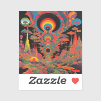 Trippy Vintage 1960s Psychedelic Retro Artwork シール