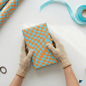 Trippy Wavy Checks | Funky 70s Optical Illusion Gi ラッピングペーパー