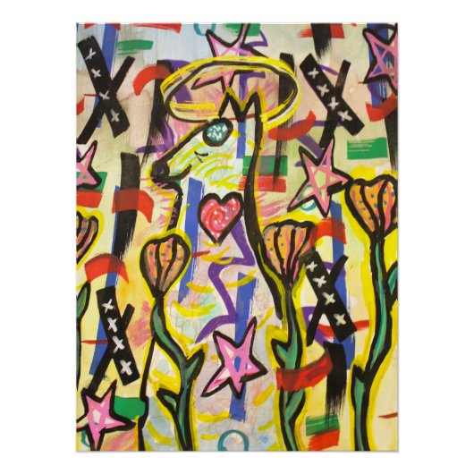 Trippy Whimsical Spiritual Dog Poster| Luke Angel ポスター (正面)