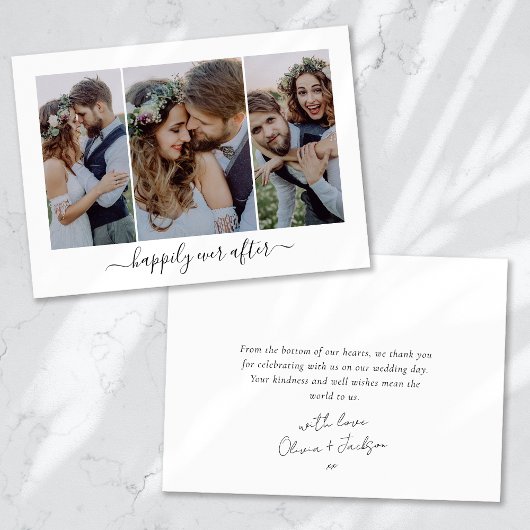 Triptychの写真のスクリプトの後で幸せ結婚に サンキューカード