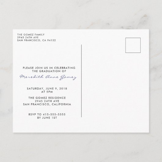 Triptych卒業はがき発表 インビテーションポストカード (裏面)